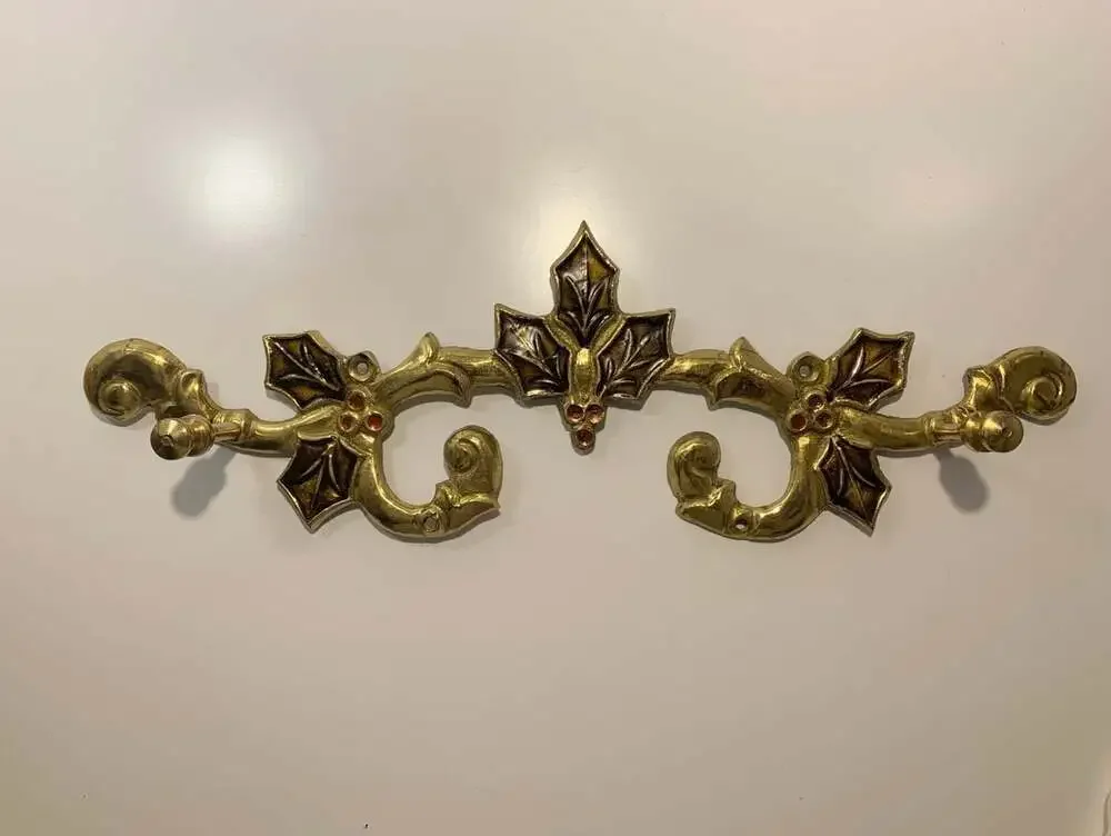 Brass Christmas Vintage Holly Coat hanger